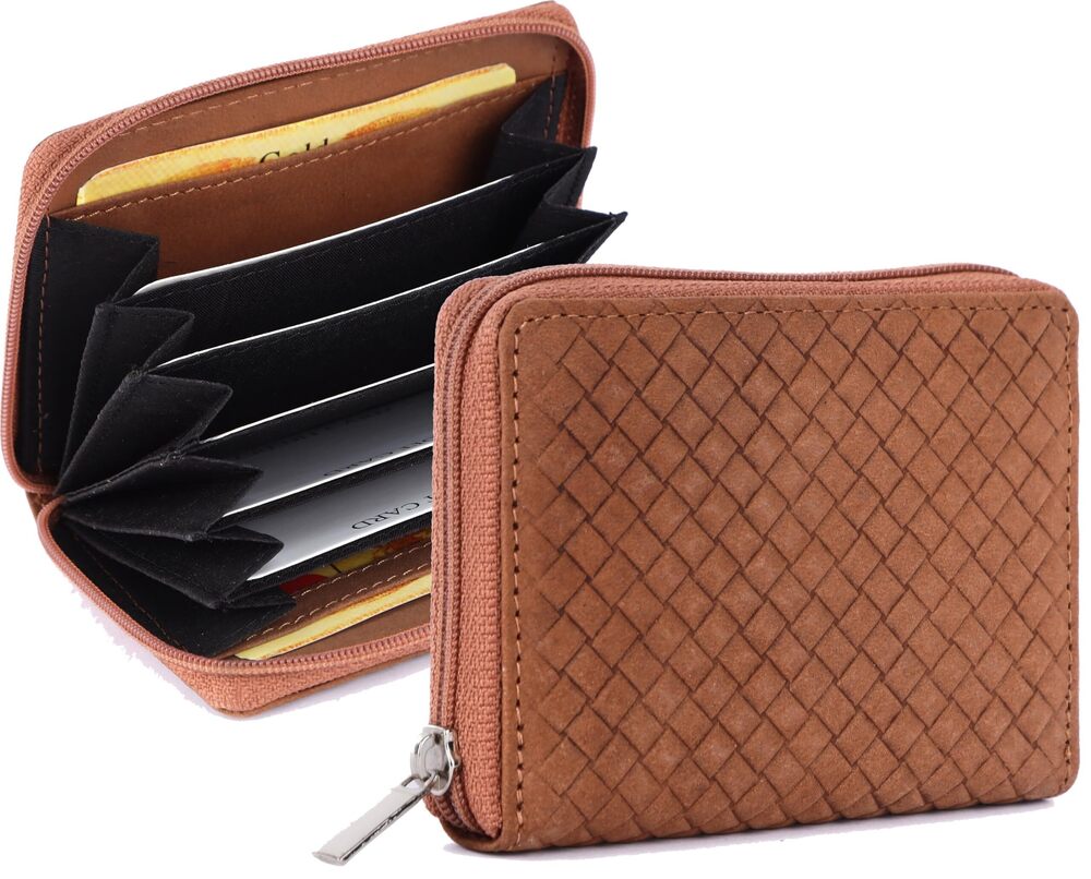 9346 Leather 12 Credit or Debit Card Holder Tan | Unisex RFID Blocking Card